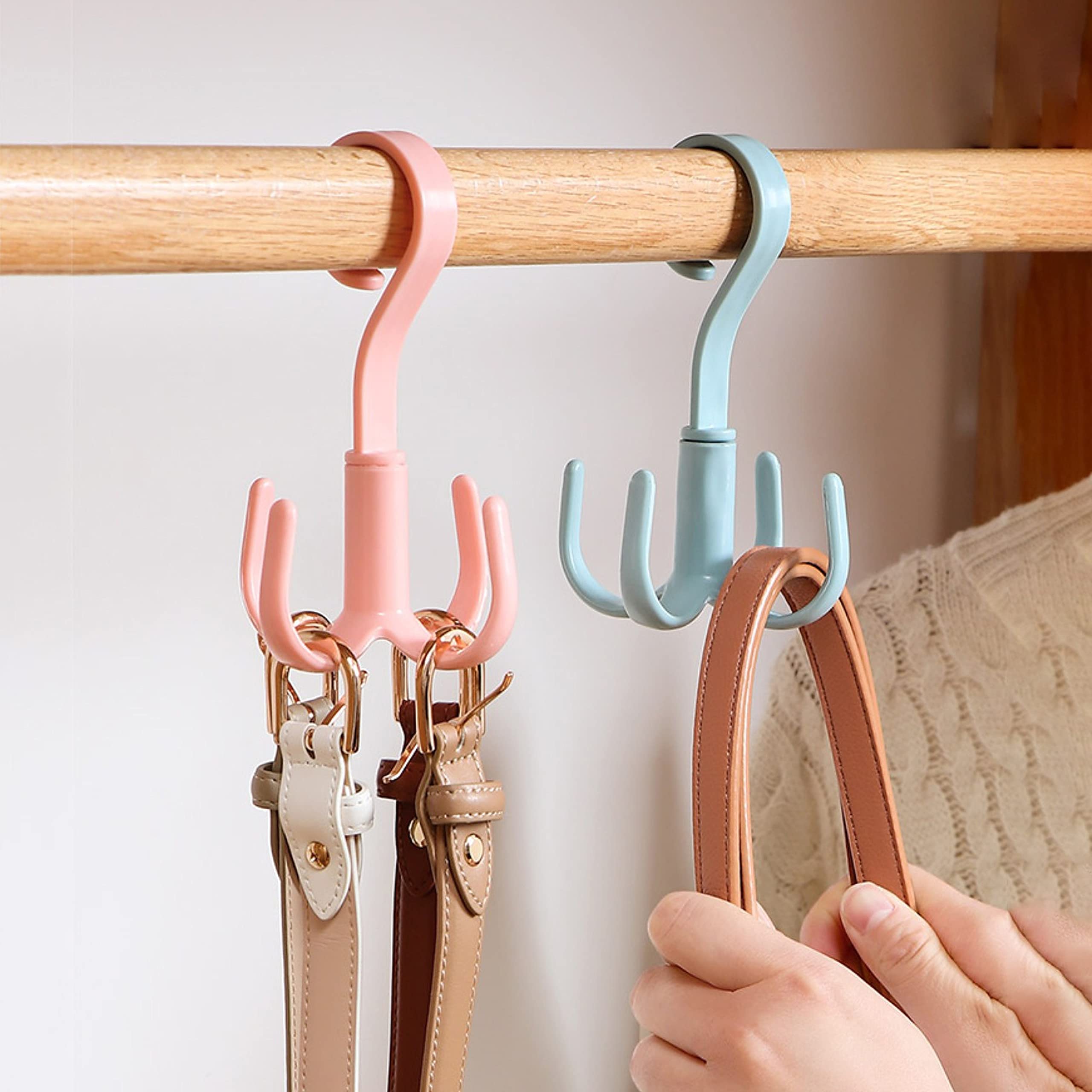 Wolpin Clothes Hanger Wardrobe Storage Organizer Rack (Set Of 3 Pcs) 360 Degree Rotating Cloth, Bag, Scarf Coat Claw Hook Hanger